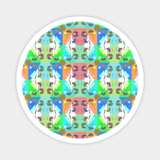 Checked Rainbow Festival Kaleidoscope Memphis Design Pattern Magnet